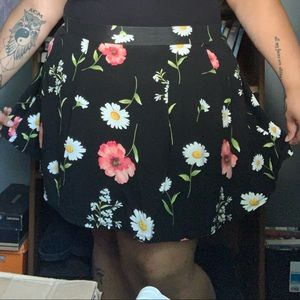 Plussize Pleated Floral Skater Skirt